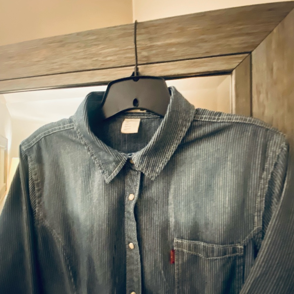 Levi’s, M, Full Snap Button Down Collared Pinstri… - image 3